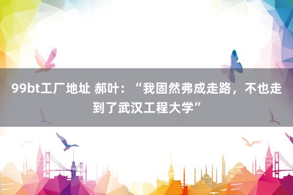 99bt工厂地址 郝叶：“我固然弗成走路，不也走到了武汉工程大学”
