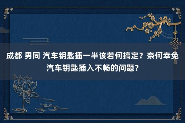 成都 男同 汽车钥匙插一半该若何搞定？奈何幸免汽车钥匙插入不畅的问题？