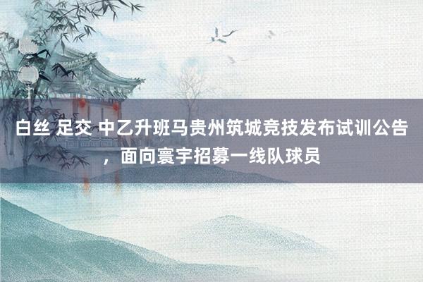 白丝 足交 中乙升班马贵州筑城竞技发布试训公告，面向寰宇招募一线队球员